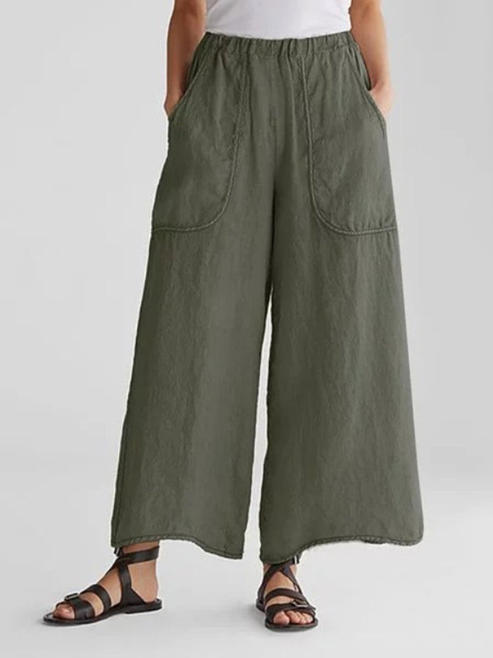 Women's Wide Leg Linen Trousers Summer Fashion Breathable Casual Pants