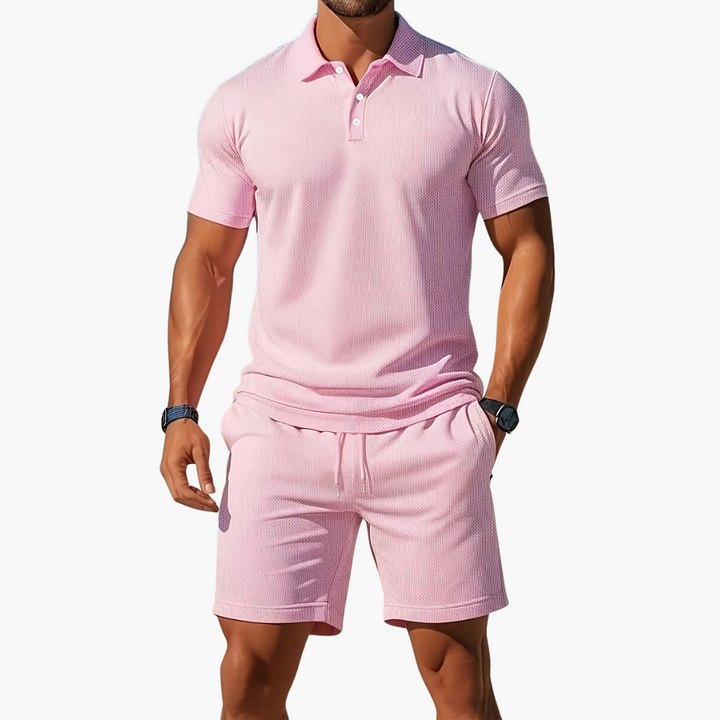 Men's Premium Knit Polo and Shorts Two Piece Set