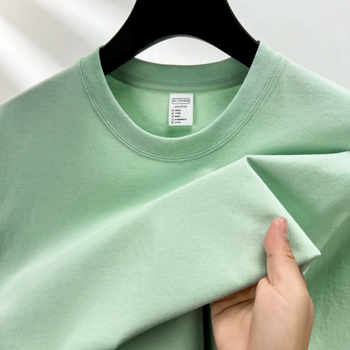 Cotton T-Shirt Men's Heavyweight Crewneck for Summer Days