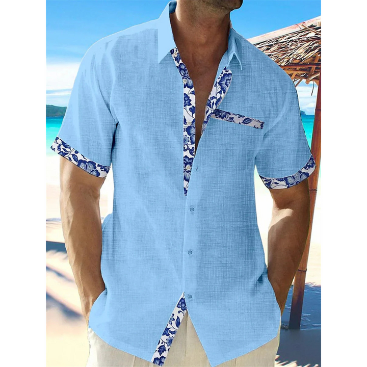 Short Sleeve Shirt Men's Casual Cotton Linen Summer Beach Top