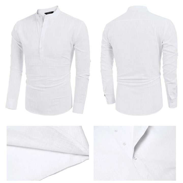 Relaxed Linen Shirt for Men | Long Roll-Up Sleeves