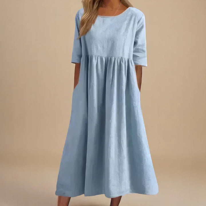 Women's Summer Cotton A-Line Midi Dress