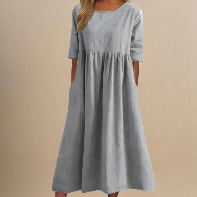 Women's Summer Cotton A-Line Midi Dress