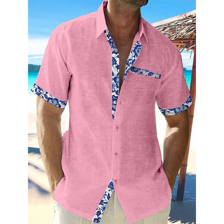 Short Sleeve Shirt Men's Casual Cotton Linen Summer Beach Top