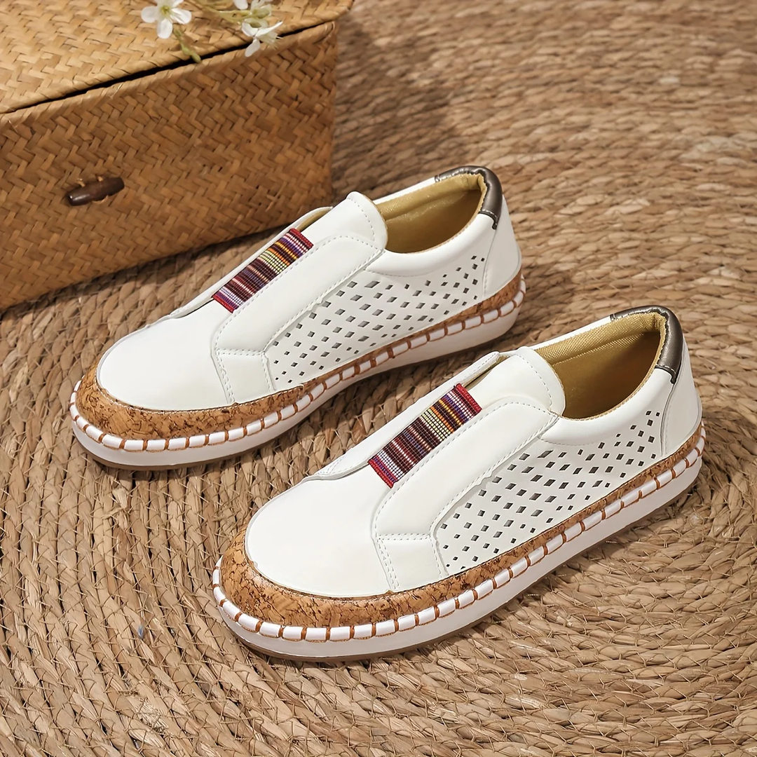 Women’s Leather Slip-On Loafers Breathable Summer Shoes
