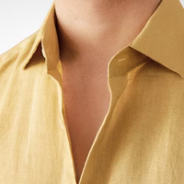 Men's Linen Blend Long Sleeve Casual Button Down Shirt