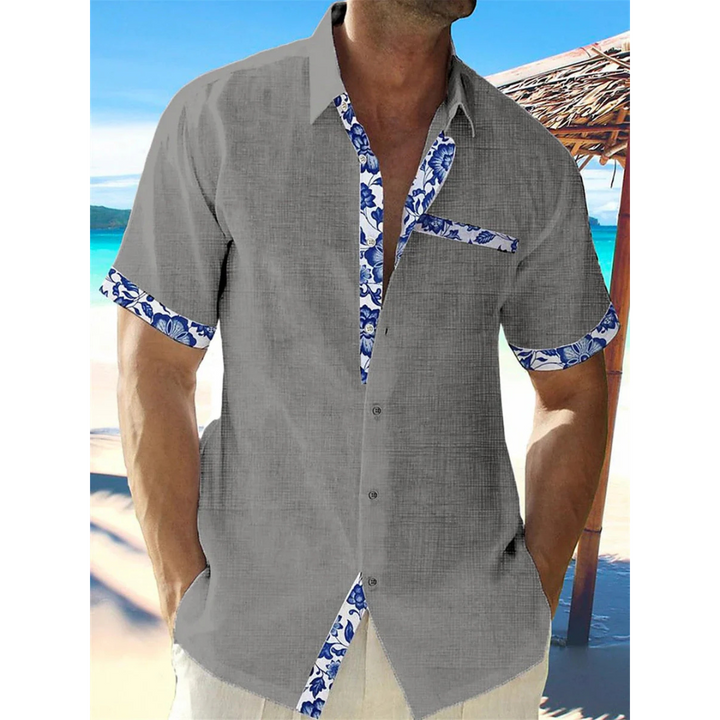 Short Sleeve Shirt Men's Casual Cotton Linen Summer Beach Top