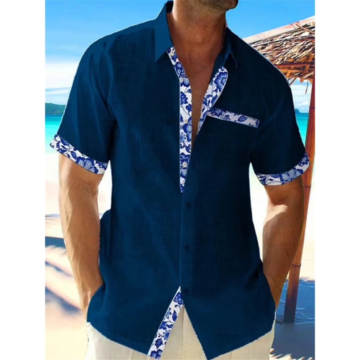 Short Sleeve Shirt Men's Casual Cotton Linen Summer Beach Top