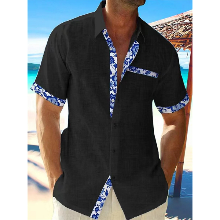 Short Sleeve Shirt Men's Casual Cotton Linen Summer Beach Top