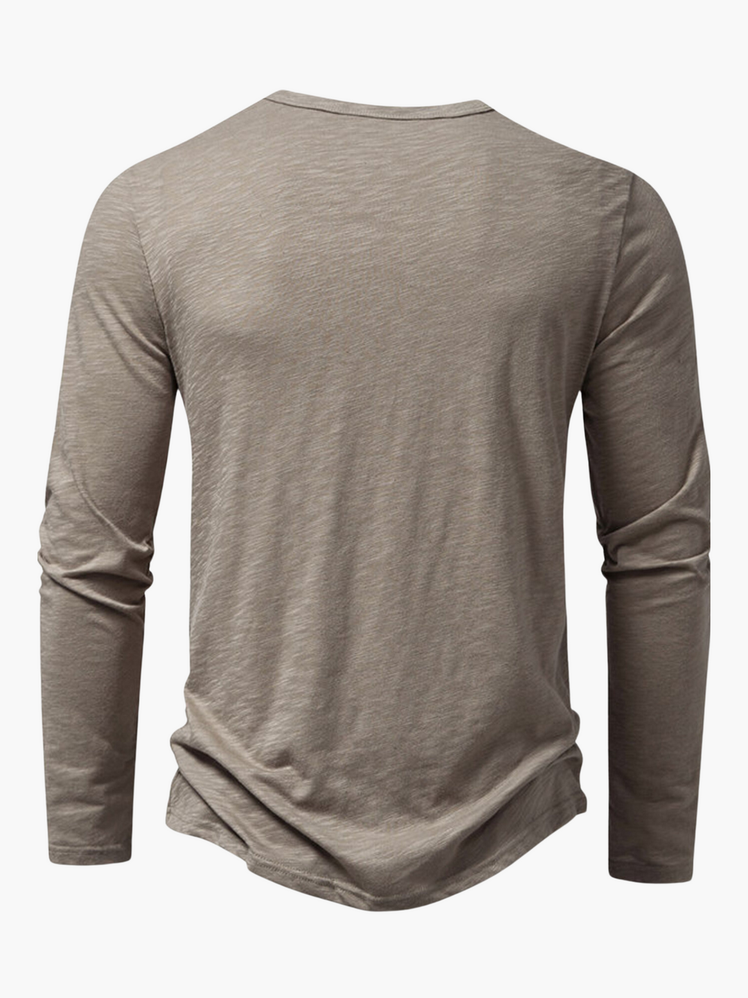 Summer Cotton Men's Long Sleeve Henley T-Shirt