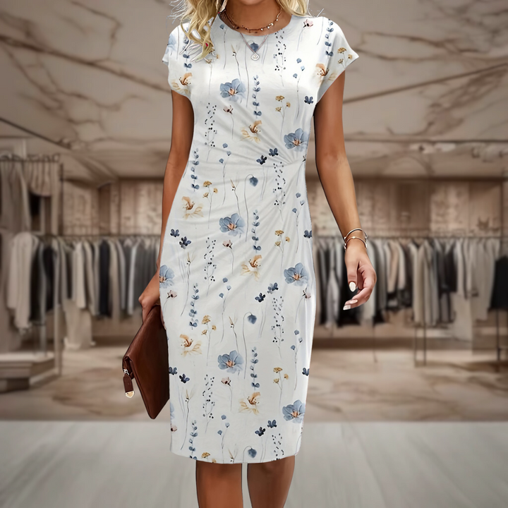 Women's Wrap Dress Floral Cotton Summer Midi Party Blouse