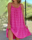 Women's Summer Dress Breathable Cotton Linen Casual Floral Print Beach Gown