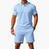 Men's Premium Knit Polo and Shorts Two Piece Set