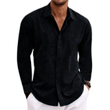 Men's Linen Long Sleeve Shirt Regular Fit Casual Button Down