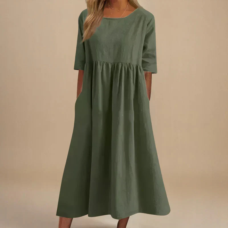 Women's Summer Cotton A-Line Midi Dress