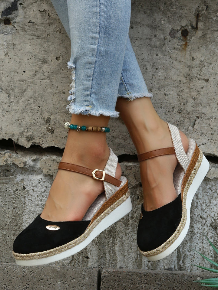 Leather Espadrille Wedge Sandals Summer Platform Shoes