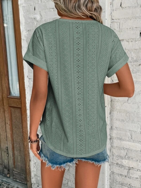 Women's T-Shirt Summer Fashion Breathable Cotton Knit Casual Short Sleeve Top