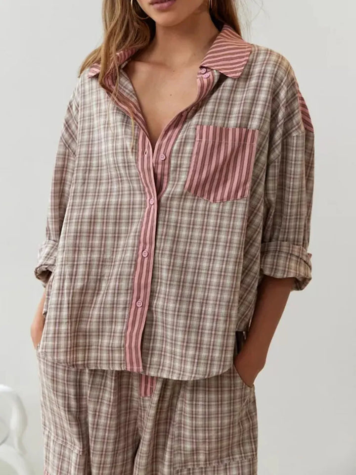 Two-piece Flannel Pajama Set Soft Cotton Blend Summer Sleepwear for Women