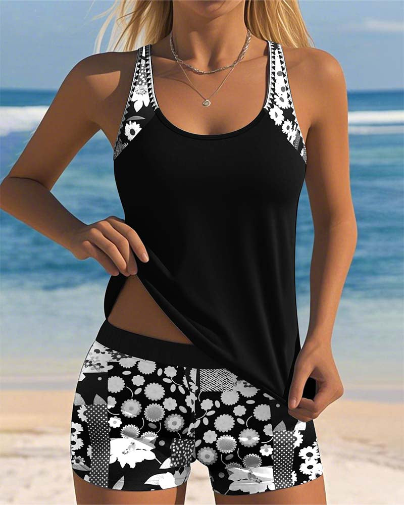 Women's Two Piece Summer Tankini Swimsuit Set