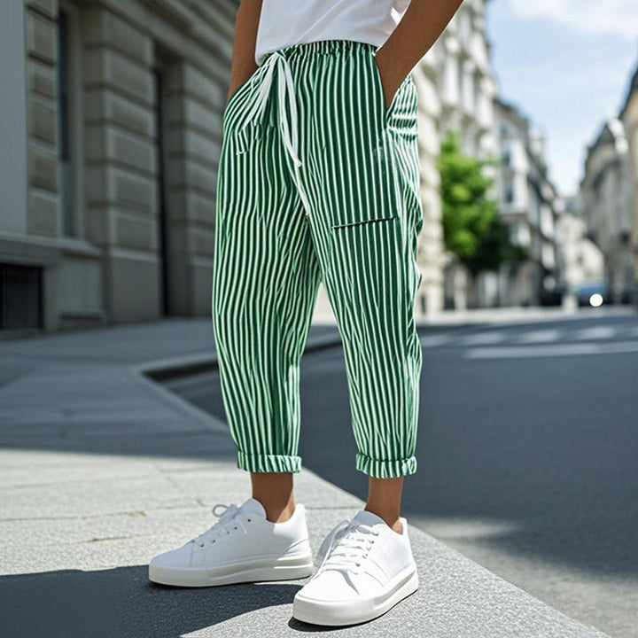 Striped Trousers Men's Summer Relaxed Fit Casual Beach Pants