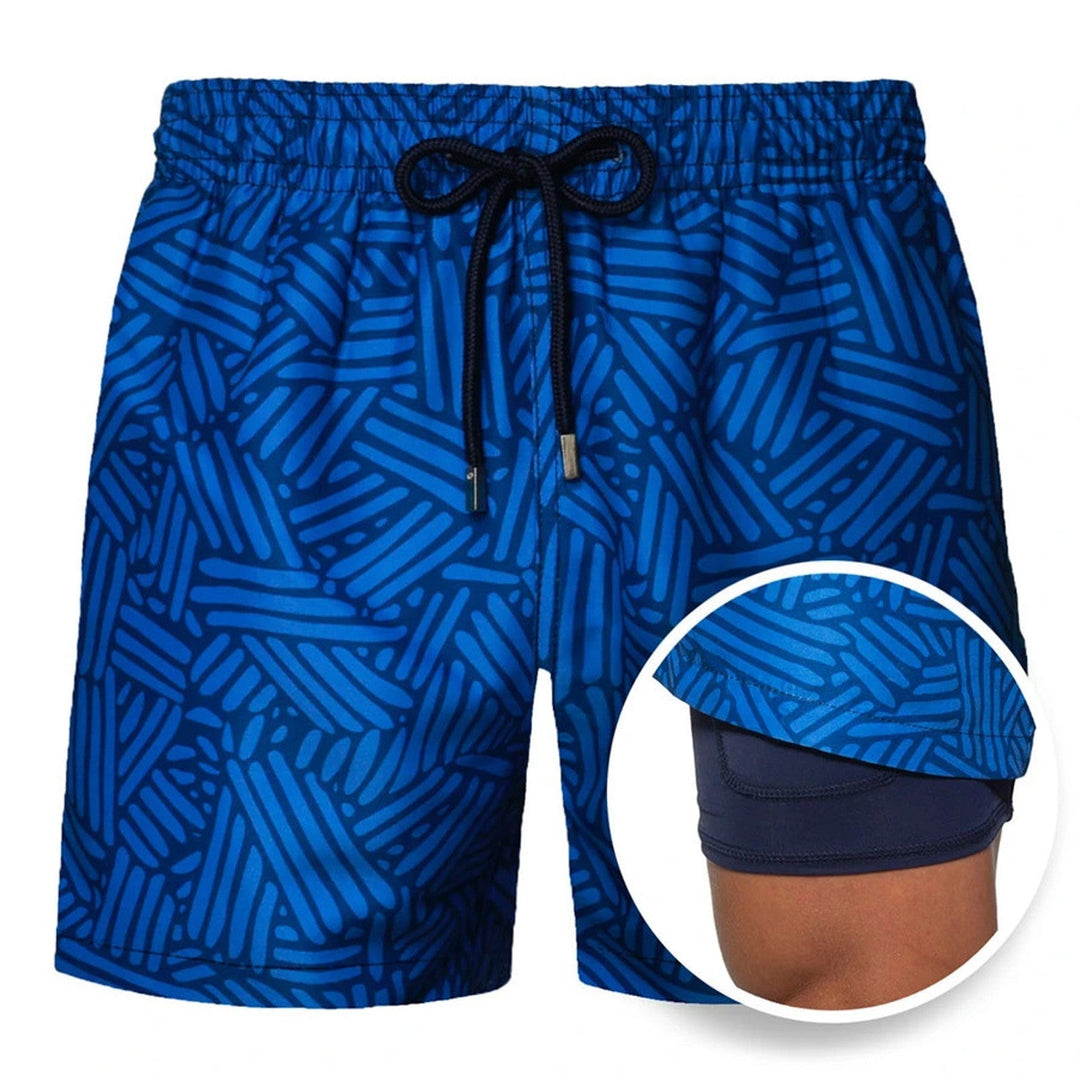 Swim Shorts for Men Quick Dry Double Layer Summer Beach Trunks