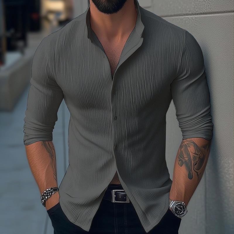 Men's Slim Fit Long Sleeve Cotton Knit Shirt Lightweight Summer Top