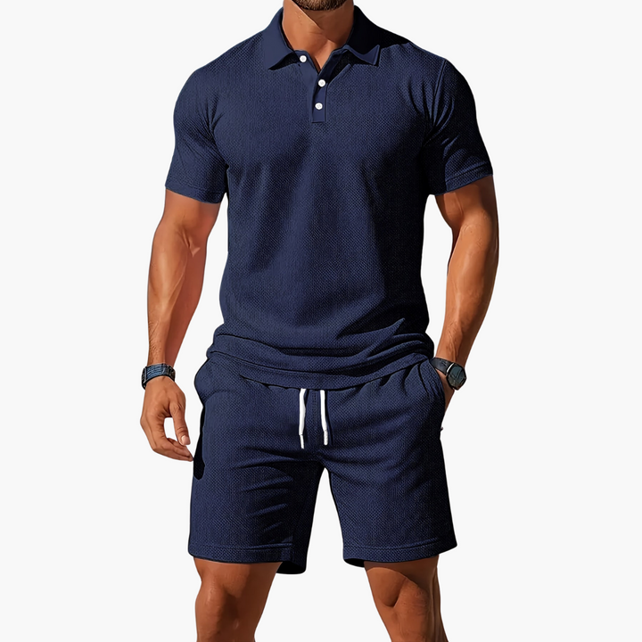Men's Premium Knit Polo and Shorts Two Piece Set