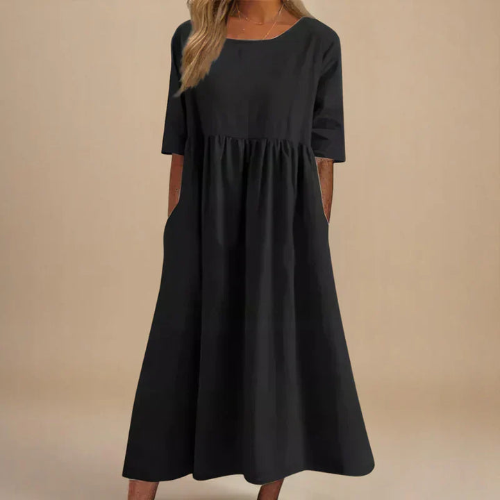 Women's Summer Cotton A-Line Midi Dress