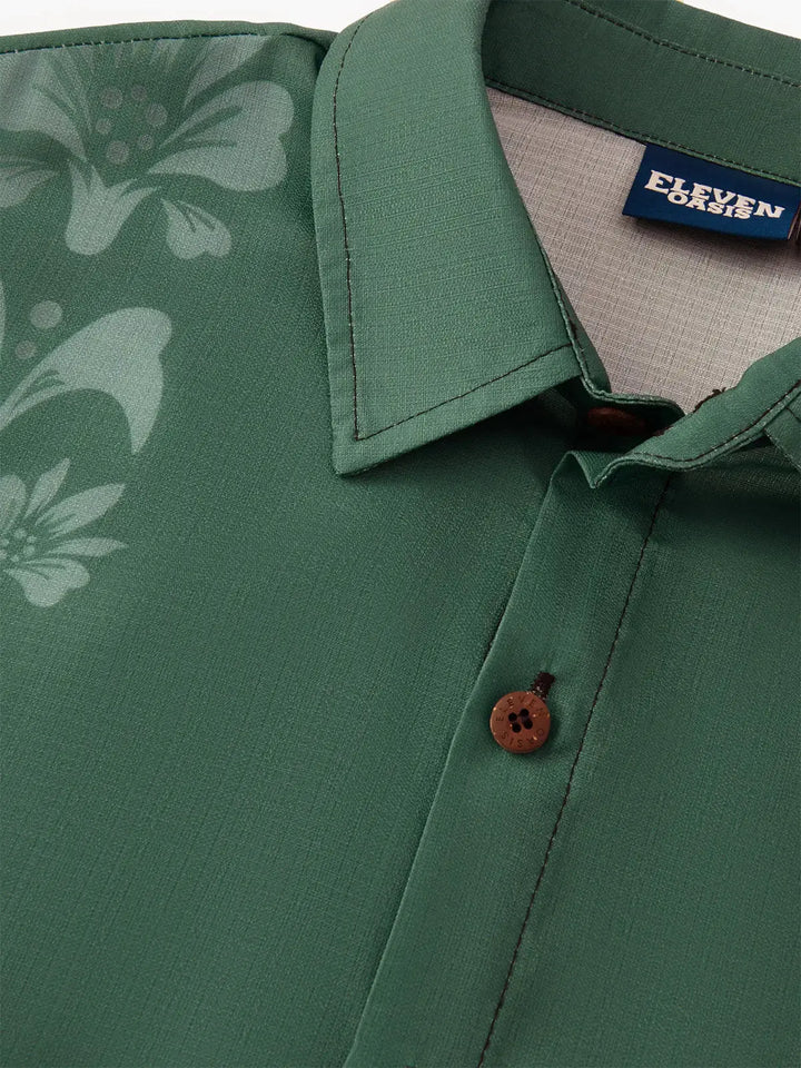 Cotton Short Sleeve Button Down Men's Summer Print Shirt