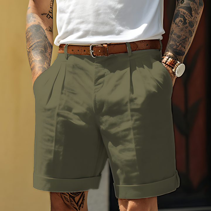 Men's Summer Linen Cotton Tailored Chino Shorts