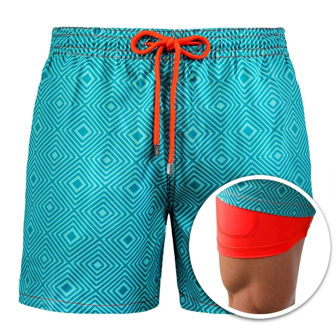 Swim Shorts for Men Quick Dry Double Layer Summer Beach Trunks