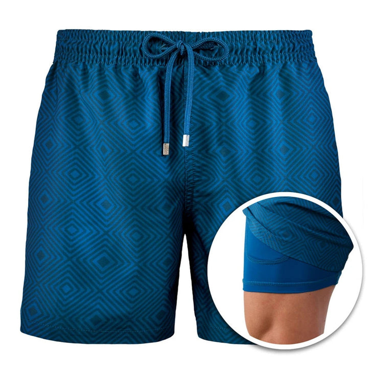 Swim Shorts for Men Quick Dry Double Layer Summer Beach Trunks