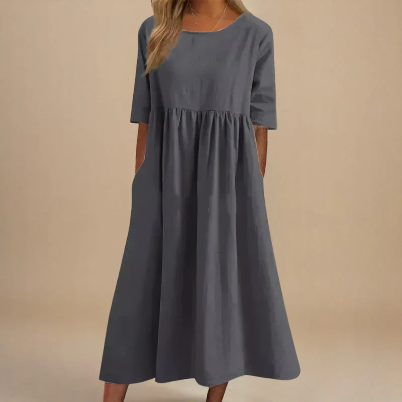 Women's Summer Cotton A-Line Midi Dress