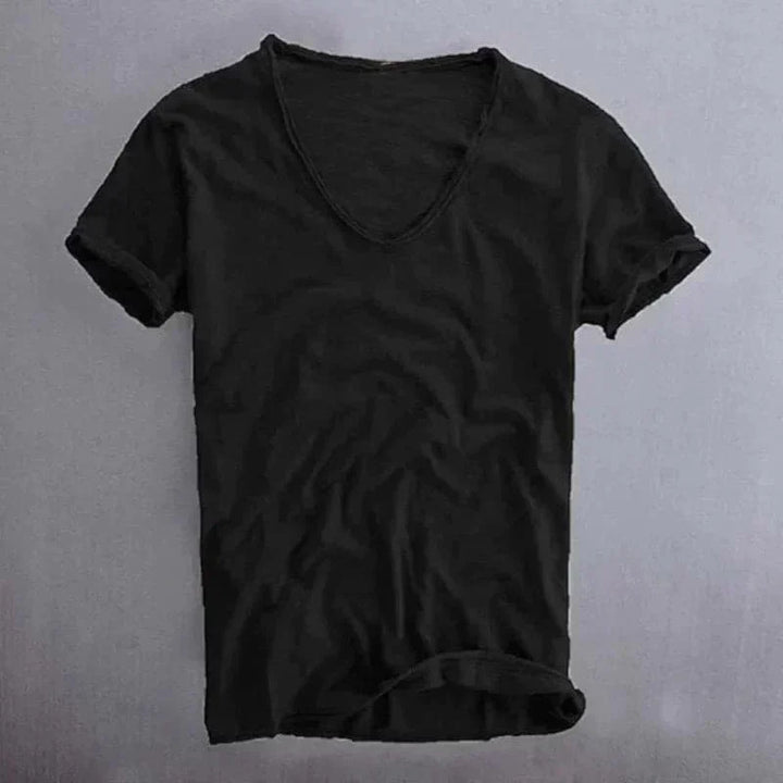 Men's V-Neck Cotton T-Shirt Lightweight Breathable Summer Tee