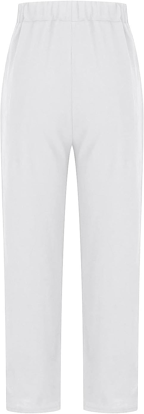 Cotton Linen Women's Casual Trousers Wide Leg Summer Pants