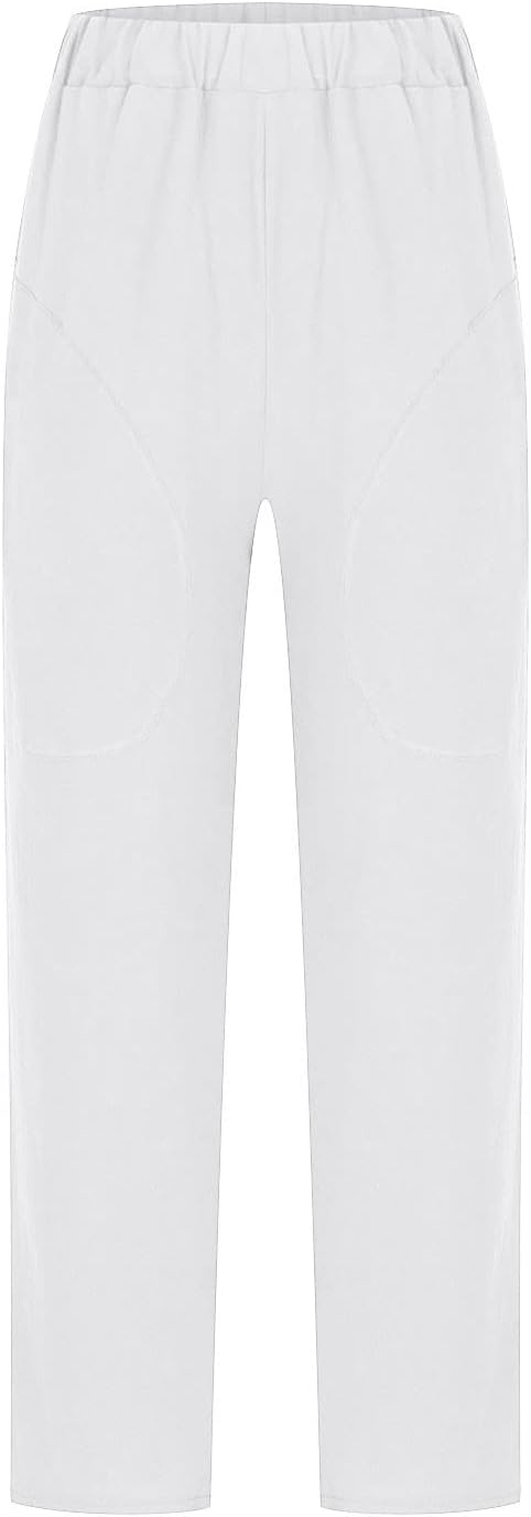 Cotton Linen Women's Casual Trousers Wide Leg Summer Pants