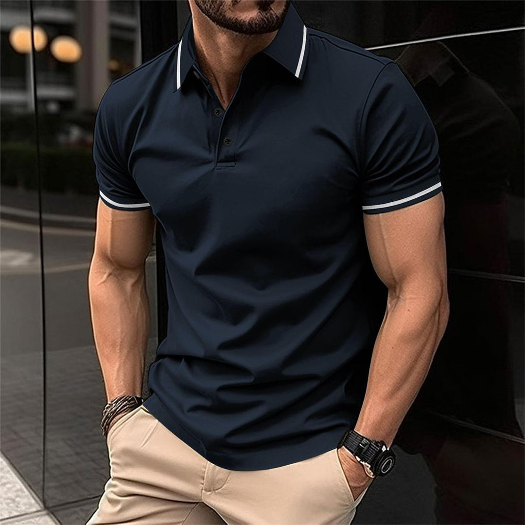 Men's Knit Polo Shirt Merino Wool Slim Fit Casual Top