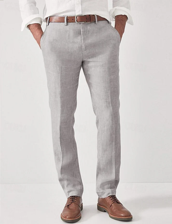 Linen Men's Summer Trousers Casual Chinos Pants