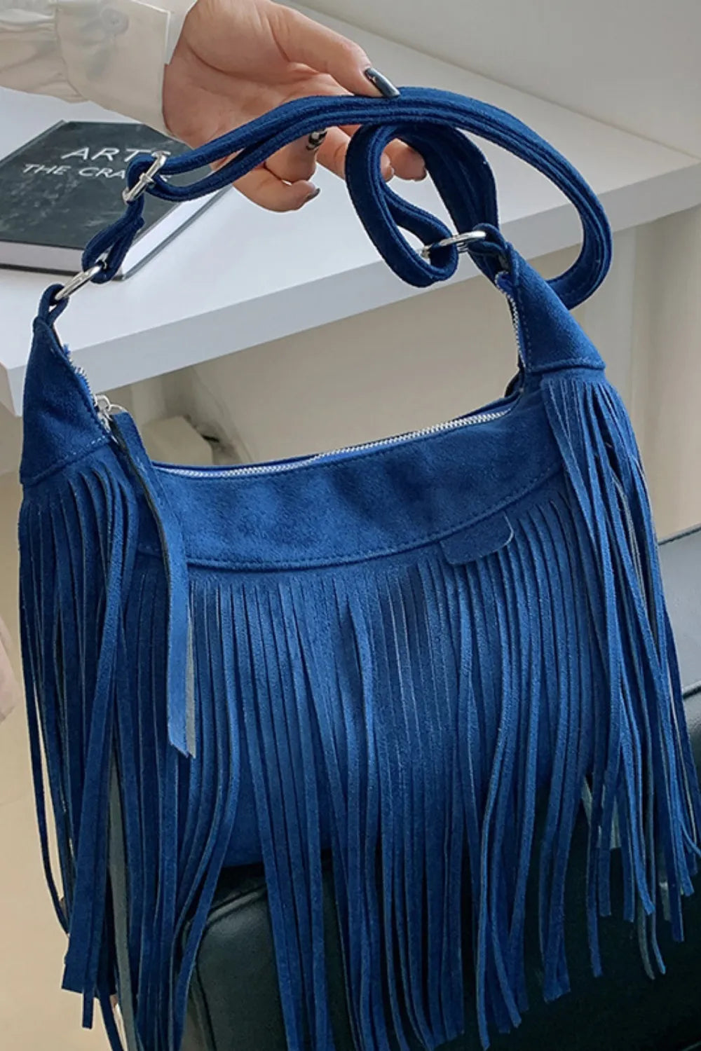 Suede Tassel Fringe Shoulder Bag for Women Summer Festival Style
