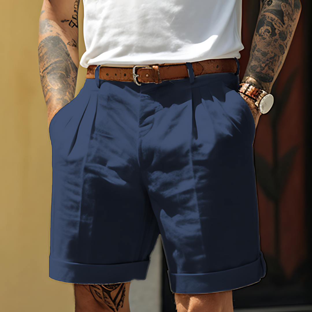 Men's Summer Linen Cotton Tailored Chino Shorts
