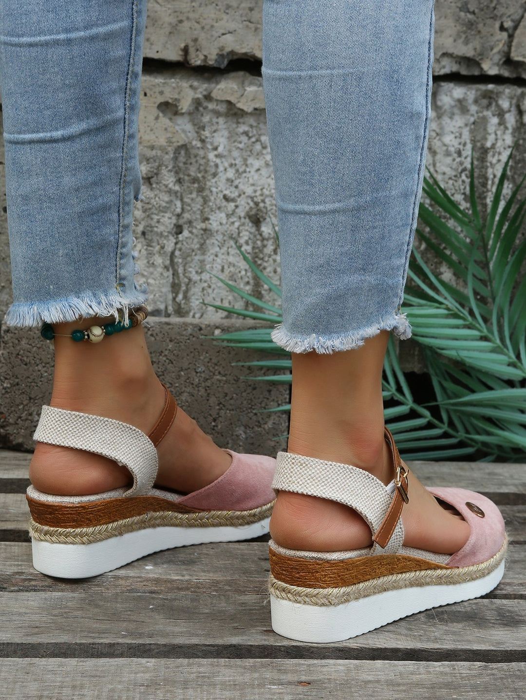 Leather Espadrille Wedge Sandals Summer Platform Shoes
