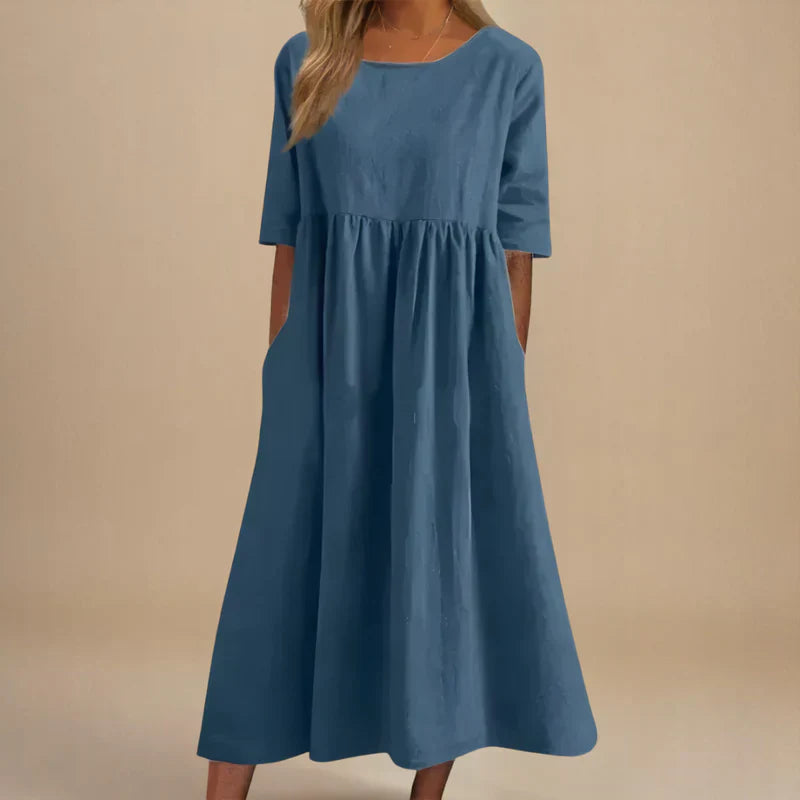 Women's Summer Cotton A-Line Midi Dress