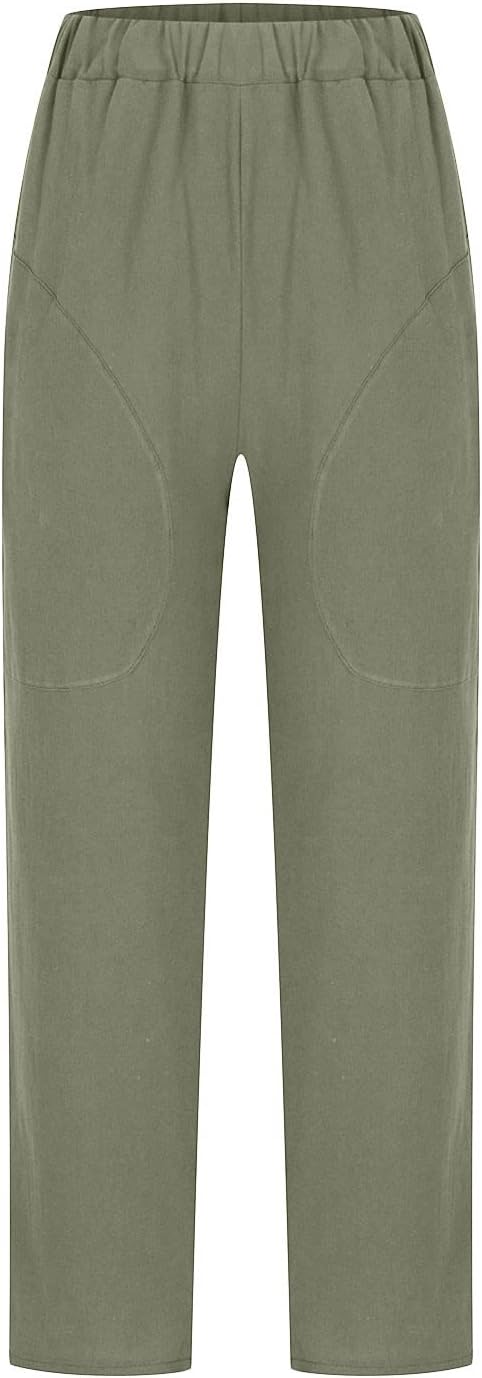 Cotton Linen Women's Casual Trousers Wide Leg Summer Pants