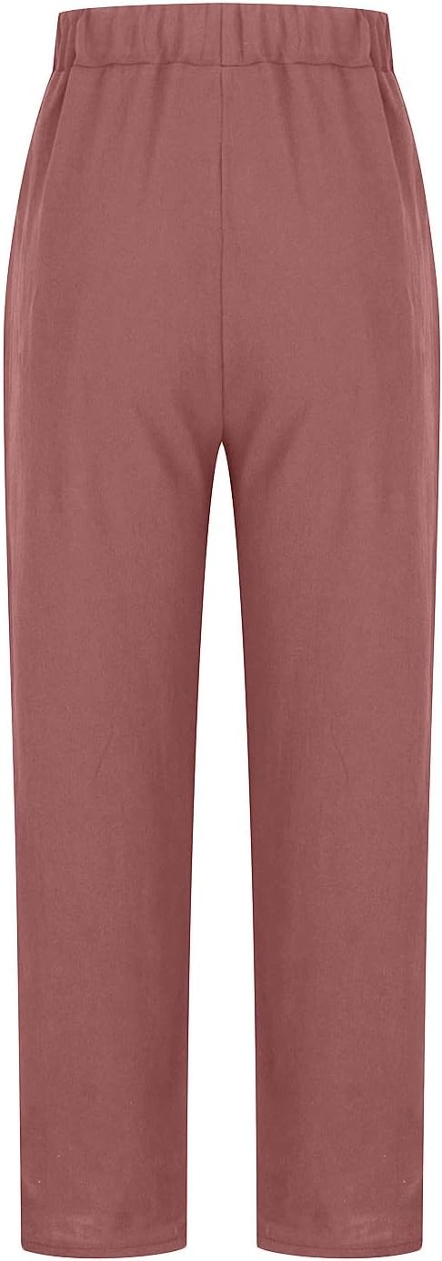 Cotton Linen Women's Casual Trousers Wide Leg Summer Pants
