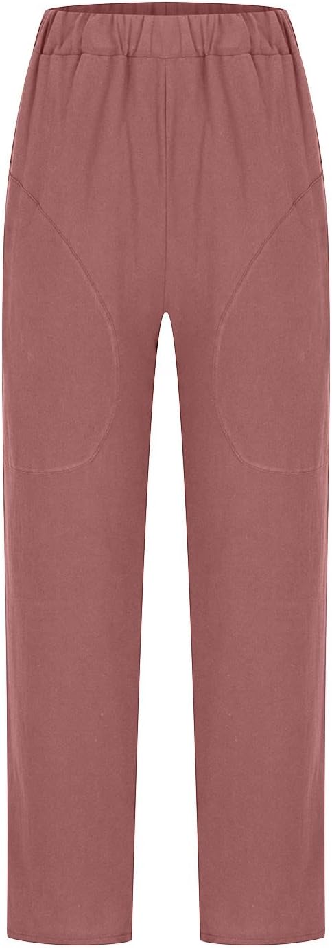 Cotton Linen Women's Casual Trousers Wide Leg Summer Pants