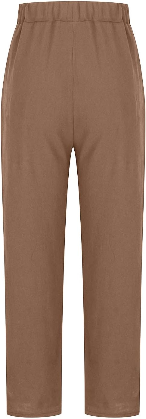 Cotton Linen Women's Casual Trousers Wide Leg Summer Pants
