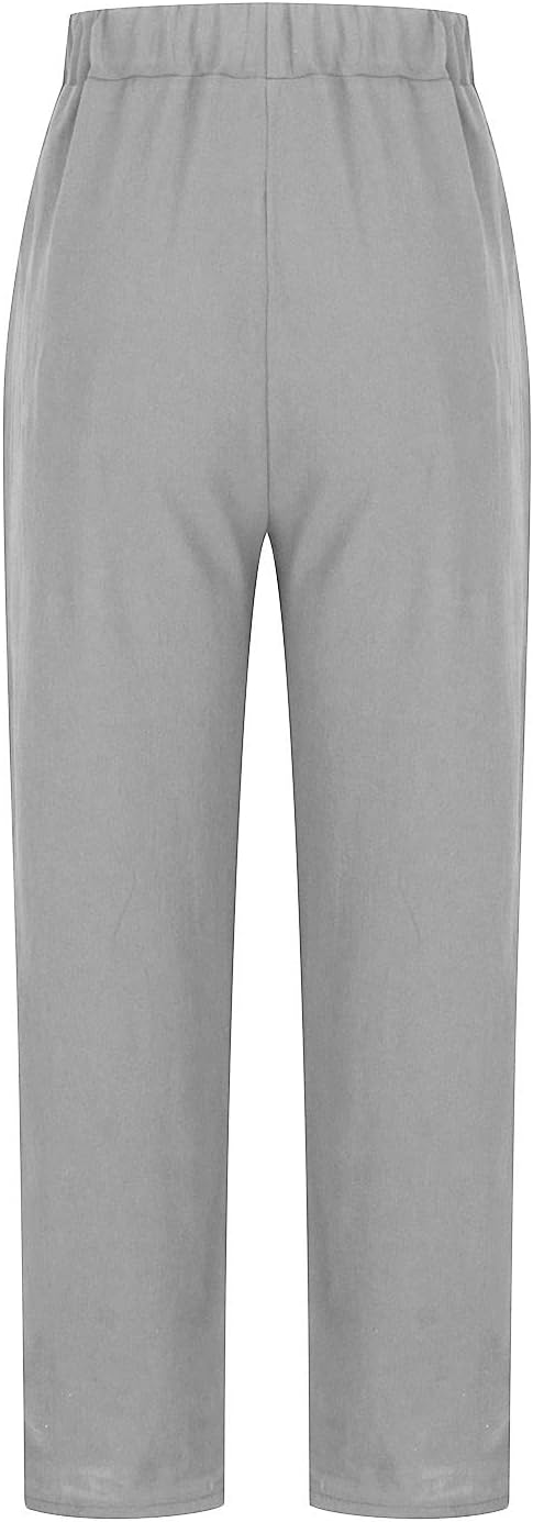 Cotton Linen Women's Casual Trousers Wide Leg Summer Pants