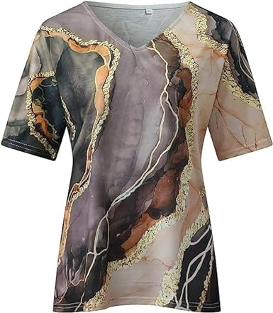 Women's T-Shirt Summer Fashion Breathable Boho Print Casual V-Neck Tee