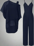 Chiffon Jumpsuit with Overlay Women's Summer Evening Two Piece Set