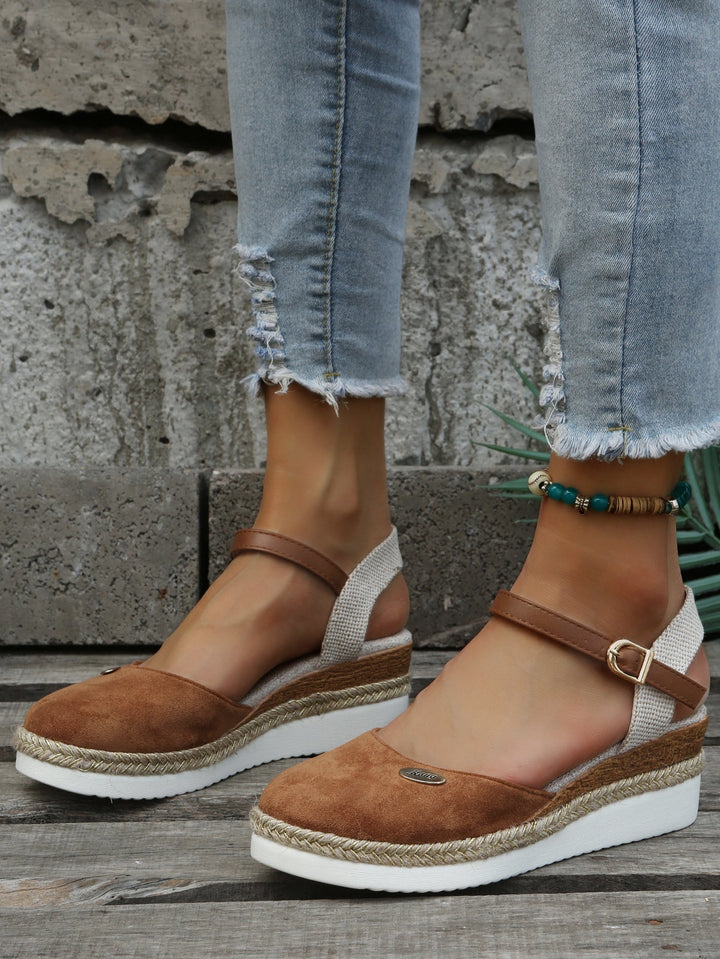 Leather Espadrille Wedge Sandals Summer Platform Shoes